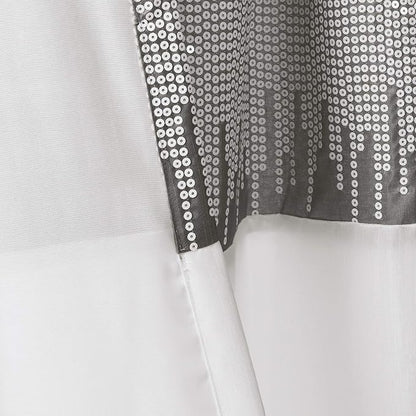 Lush Decor Night Sky Window Curtain Panel, Single 42"W x 95"L Gray & White - Sequin Backdrop Curtain - Room Darkening Curtains For Bedroom - Glam Decor