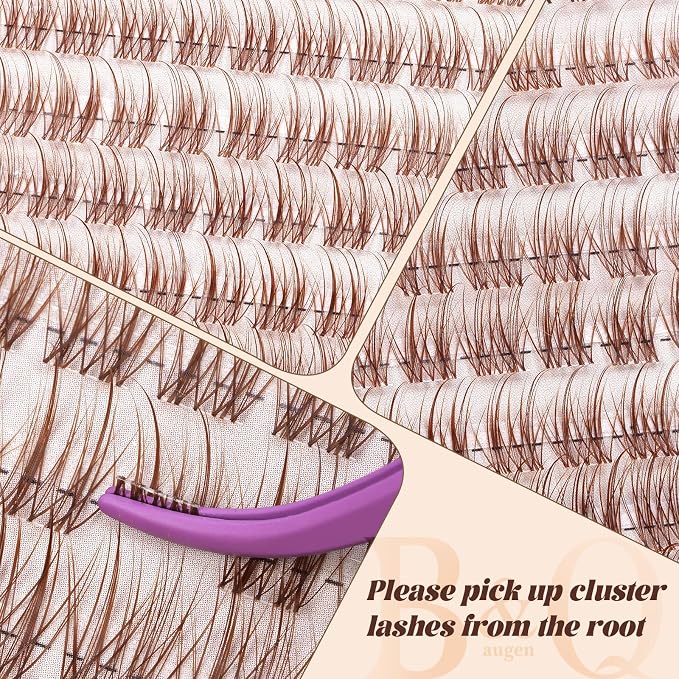 B&Q Brown Lash Clusters Kit Natural Mochalash Clusters 06, Wispy Eyelash Clusters Kit C-Curl Cluster Eyelash Extensions 8-16mm Brown Lash Eyelashes Kit for Fair/Dark Hair(Mochalash 06 Set)