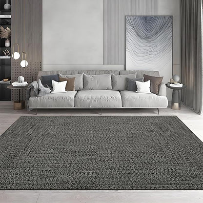 Printed Washable Rugs 4x6 Rug for Living Room Modern Area Rug for Bedroom Blue Geometric Non Slip Entryway Rug Soft Throw Rugs Stain Resistant Carpet for Nursery Dining Room 4'x6' Grey/Brown