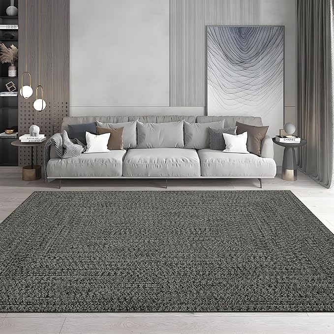 Printed Washable Rugs 3x5 Rug for Entrance Modern Small Kitchen Rug Low Pile Non Slip Soft Throw Rugs Bedroom Rug Farmhouse Stain Resistant Carpet for Office Nursery 3'x5' Grey/Brown