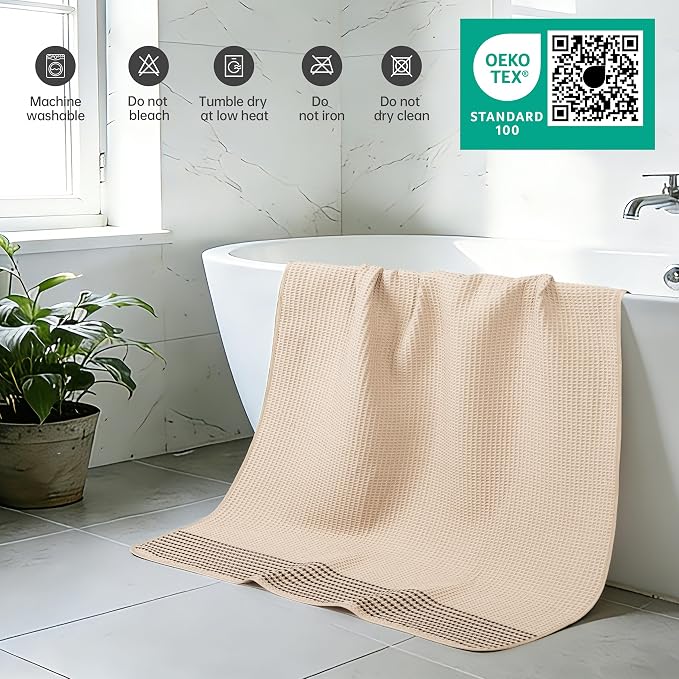 MICROFI New Microfiber Waffle Bath Towels, 2 Pieces, Soft, Absorbent, Fast Drying, Lint Free 430 GSM (30''x60''/76cm x 152cm)