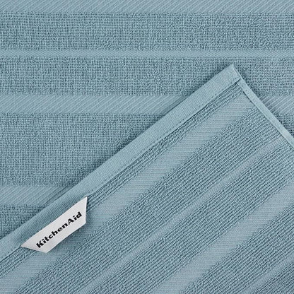 KitchenAid Albany Kitchen Towel 4-Pack Set, Fog Blue/White, 16"x26"