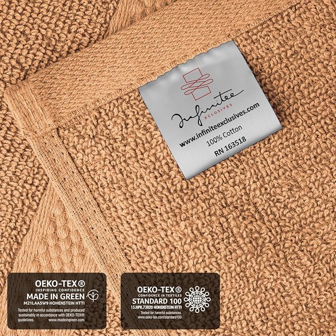 Infinitee Xclusives 100% Cotton Luxury Wash Cloths for Showering - 12 Pack | Washcloths [13x13] - Soft and Absorbent Face Towels for Bathroom Wash Clothes - Gym, Spa & Hotel Use