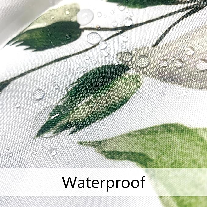 120GSM Green Eucalyptus Shower Curtain with 12PCS Hooks, Watercolor Floral Print Bathroom Décor, Green Botanical Washable Fabric Shower Curtain, 72 x 72 Inch