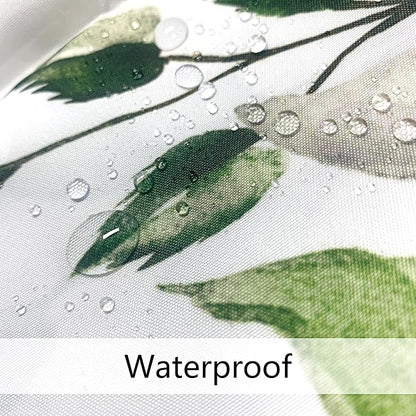 120GSM Green Eucalyptus Shower Curtain with 12PCS Hooks, Watercolor Floral Print Bathroom Décor, Green Botanical Washable Fabric Shower Curtain, 72 x 72 Inch