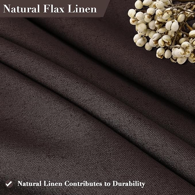 Extra Long Linen Shower Curtain for Bathroom 90 Inches Long Chocolate Brown | Weighted Tall Bath Curtains with Hooks, Water Repellent, Neutral Boho Farmhouse, Simple Luxury Shower Decor, 1 Panel, 72x90