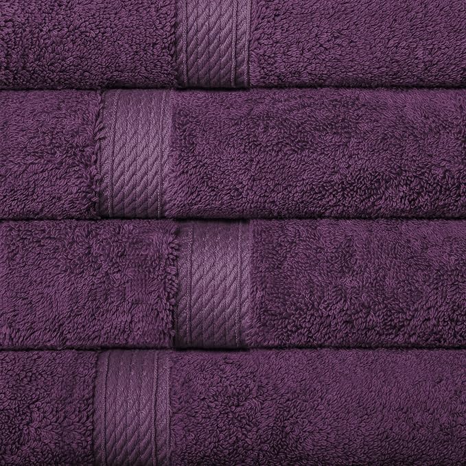 SUPERIOR Egyptian Cotton Ultra Plush & Absorbent, 10 Piece Set, Plum | Quick Dry, Soft Luxury Towel Set, Bath Essentials, Guest Bath, Spa, 2 Bath, 4 Hand, 4 Face Towels, Madeline Towels