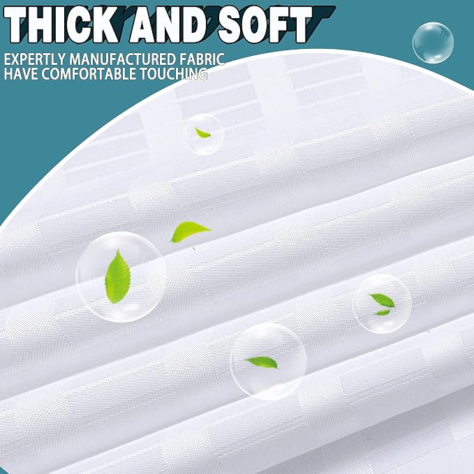 Conbo Mio No Hook Shower Curtain with Snap in Liner Set, Hotel Luxury White Shower Curtains for Bathroom with See Through Top Window, Waterproof, Washable 71W x 74H