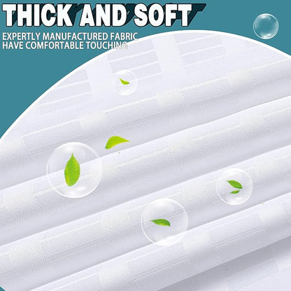 Conbo Mio Extra Wide No Hook Shower Curtain with Snap in Liner Set, 108" x 74" Hotel Luxury White Shower Curtains for Bathroom with See Through Top Window, Waterproof, Washable 108W x 74H