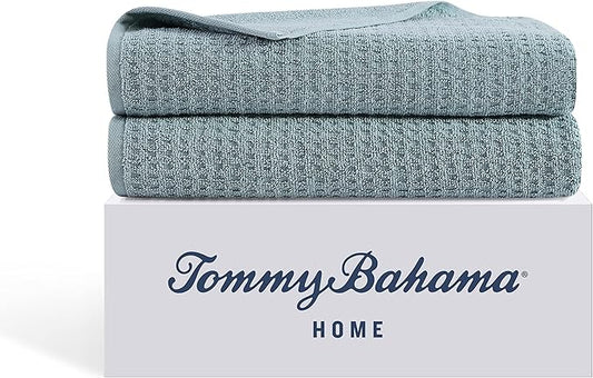 Tommy Bahama - Bath Towels, Highly Absorbent & Soft Bathroom Essentials, Low Linting & Fade Resistant, Oeko-Tex Certified (Northern Pacific Turquoise, 2-Piece)