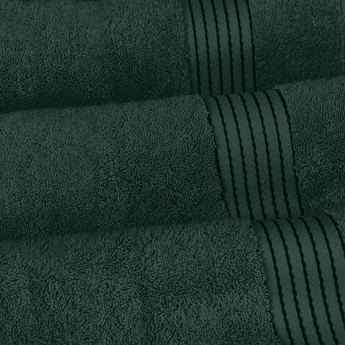 Elegant Comfort Premium Turkish Cotton 6 Pack Washcloths Set - 13 x 13 inch, Luxurious Hotel Spa Quality 100% Turkish Cotton 6PC Washcloth Set - Highly Absorbent - Soft Bathroom Towels, Hunter Green