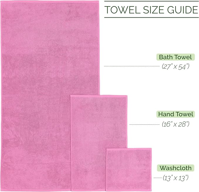 Elegant Comfort 100% Turkish Cotton Corduroy Ribbed Luxury Bath Towels 6-Piece Set, Premium Feel - Quick Dry, Highly Absorbent, Contains 2 Bath Towels, 2 Hand Towels, and 2 Washcloths, Light Pink