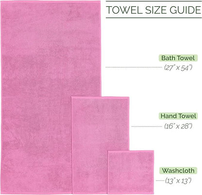 Elegant Comfort 100% Turkish Cotton Corduroy Ribbed Luxury Bath Towels 6-Piece Set, Premium Feel - Quick Dry, Highly Absorbent, Contains 2 Bath Towels, 2 Hand Towels, and 2 Washcloths, Light Pink