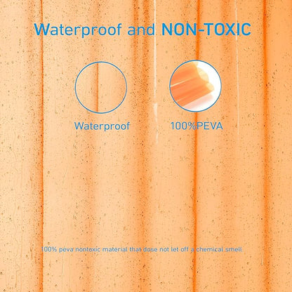 EHZNZIE Shower Curtain Liner Light Weight PEVA, Shower Liner 72x72 Inches, Waterproof, No Chemical Smell with 12 Rust Proof Metal Grommets for Bathroom Shower Curtain, Clear Orange