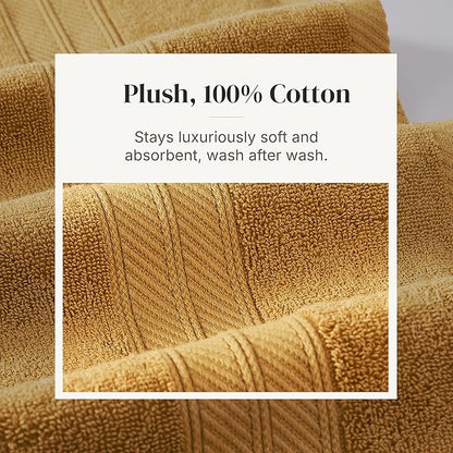 Modern Threads Botanical Vine 6-Piece 100% Cotton Towel Set – Reversible Yarn Dyed Jacquard – Includes 2 Bath Towels, 2 Hand Towels, 2 Washcloths – Absorbent, Quick Dry, Soft & Durable – Gold