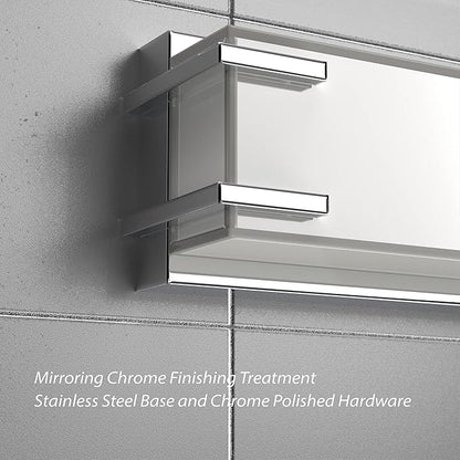 LED Bathroom Light Fixtures Over Mirror 24.4” Vanity Light with Milky White Lampshade 4000K Daylight Chrome Finishing Bath Bar (Chrome)