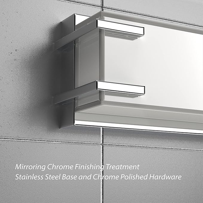 LED Bathroom Light Fixtures Over Mirror 32” Vanity Light with Milky White Lampshade 4000K Daylight Chrome Finishing Bath Bar (Chrome)