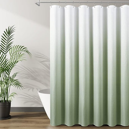 Shower Curtain 78 inches Long for Bathroom 1 Panel Sage Green | Ombre Waffle, Shower Curtains with Hook, Water Repellent, Boho Farmhouse, Simple Modern Bath Decor, Machine Washable, 72x78