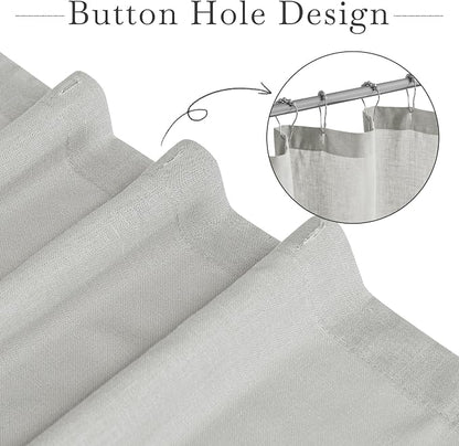 KGORGE Linen Blend Semi-Sheer Shower Curtains Grey for Bathroom | Lightweight Waterproof Fabric for Bathtub, Privacy Assured, Hooks Included, Button Hole, W54 x L78