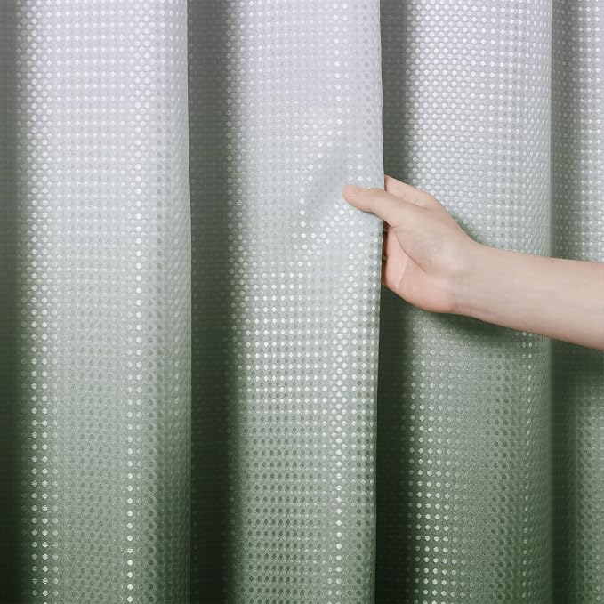 Shower Curtain 78 inches Long for Bathroom 1 Panel Olive Green | Ombre Waffle, Shower Curtains with Hook, Water Repellent, Boho Farmhouse, Simple Modern Bath Decor, Machine Washable, 78x78