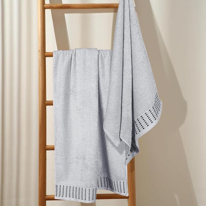 Cotton 2 Pack Oversized Bath Towel Set 28x55 inches, Large Bath Towels, Ultra Absorbant Compact Quickdry & Lightweight Towel, Ideal for Gym Travel Camp Pool - Light Grey