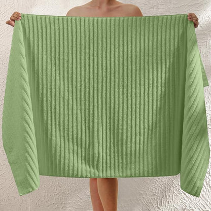 Elegant Comfort 100% Turkish Cotton Corduroy Ribbed Luxury Jumbo Bath Towel Ultra Soft - 35 x 70 Inch - Luxury Spa Premium Hotel Quality Highly Absorbent and Quick Dry Large Bath Towel, Sage