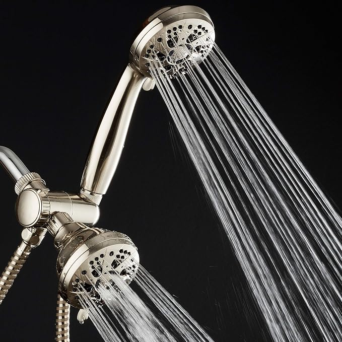 AquaDance Brushed Nickel High Pressure 3-way 48-setting Rain – Handheld Shower Head Combo – Angle Adjustable, Anti-Clog Jets, Tool-Free Installation - USA Standard Certified – Top U.S. Brand | Enjoy Two 6-Setting Rain & Hand Showerheads Separately or T...
