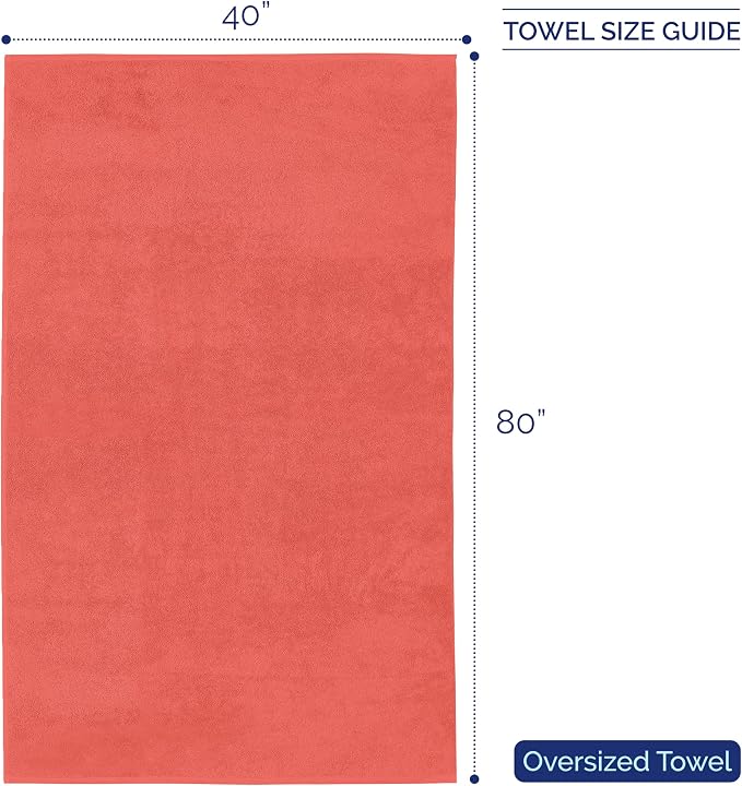 Elegant Comfort Premium Super Soft Highly Absorbent 1 Piece Oversized Bath Sheet - 40" x 80" inch, Luxurious Hotel Spa Quality 100% Turkish Cotton Extra Large Bath Towels for Adults, Coral