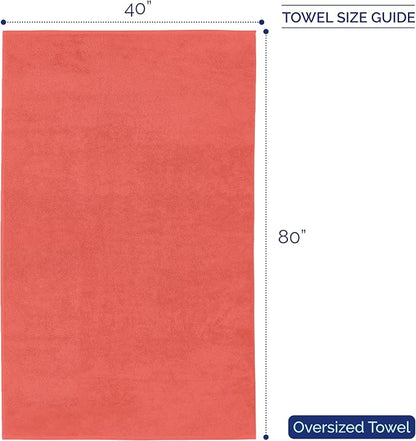Elegant Comfort Premium Super Soft Highly Absorbent 1 Piece Oversized Bath Sheet - 40" x 80" inch, Luxurious Hotel Spa Quality 100% Turkish Cotton Extra Large Bath Towels for Adults, Coral