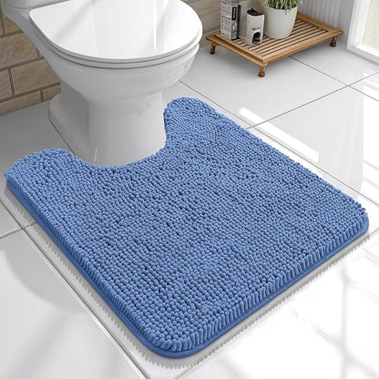 OLANLY Toilet Rugs U-Shaped 20x20, Soft Absorbent Chenille Contour Rugs | Cornflower Blue, Quick-Drying Rubber Backing, Washable Non-Slip Shaggy Bathroom Mat for Toilet, Home Decor Accessories