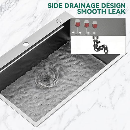 YITAHOME 33x22inch Drop In Kitchen Sink Workstation, 304 Stainless Steel Single Bowl Top Mount Sink w/Ledge & Accessories, Honeycomb Surface Design Scratches Resistant