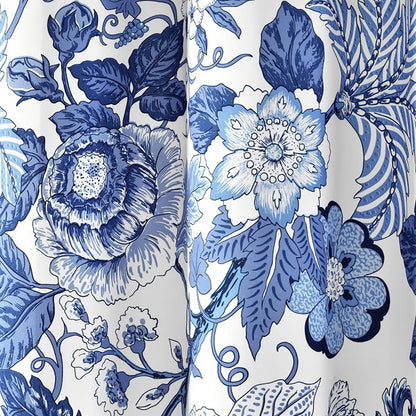 Lush Decor Sydney Floral Shower Curtain, 72" W x 72" L, Navy & White - Fabric Shower Curtains - Cottage Core Decor - Colorful Floral Print - Cute Bathroom Curtain