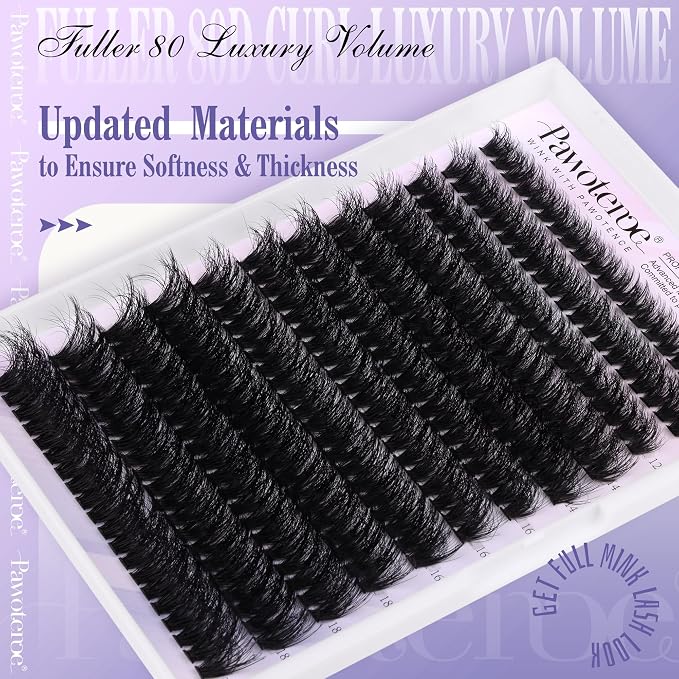 Lash Clusters Full 80D Individual Lashes Cluster Eyelash Extensions 10-20mm Mix Eyelash Clusters 240pcs Lash Extension for Self Application (Mink 80D, 0.07D, 10-20mm)