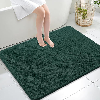 OLANLY Large Bathroom Rugs 40x32, Extra Soft Absorbent Chenille Bath Rugs | Blackish Green, Quick-Drying Rubber Backing, Washable Bath Mat for Bathroom Floor, Tub and Shower, Home Decor Accessories