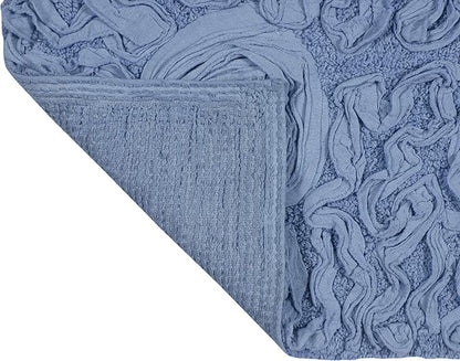 Home Weavers Bell Flower Toilet Lid Cover – 18"x18", 100% Cotton Tufted, Soft & Absorbent, Non-Slip, Machine Washable Bathroom Seat Cover, Sky Blue