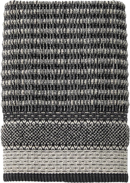 SKL Home Lewis Bath Towel, Premium 100% Cotton, Black | 600 GSM weight. Spa-level quality. Soft & absorbent with a textured jacquard pattern.