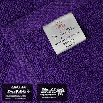 Infinitee Xclusives 100% Cotton Luxury Wash Cloths for Showering - 4 Pack | Washcloths [13x13] - Soft and Absorbent Face Towels for Bathroom Wash Clothes - Gym, Spa & Hotel Use