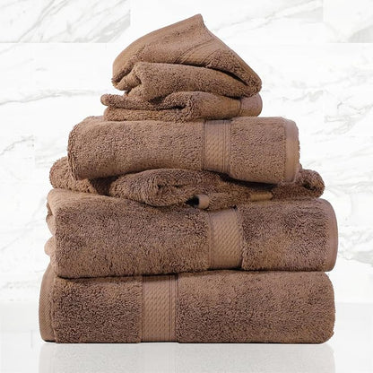 SUPERIOR Egyptian Cotton Ultra Plush & Absorbent, 6 Piece Set, Chocolate | Quick Dry, Soft Luxury Towel Set, Bath Essentials, Guest Bath, Spa, 2 Bath, 2 Hand, 2 Face Towels, Madeline Towels