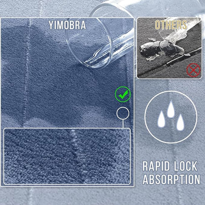 Yimobra Bathroom Runner 55"x24", Non Slip Memory Foam Bath Mat, Super Soft Water Absorbent Hallway Carpet, Machine Washable Rug for Vanity Tub Shower, Denim Blue