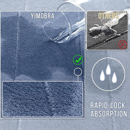 Yimobra Long Bath Mat 44"x24", Super Soft Quick Dry Memory Foam Bathroom Rug, Water Absorbent, Non Slip Backing Machine Washable for Tub Shower, Thick Comfort Support, Denim Blue