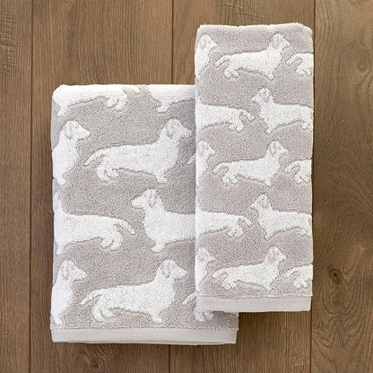 SKL Home Dog Bath Towel, Gray | 550 GSM weight. Plush & absorbent terry jacquard. Great for pet lovers.
