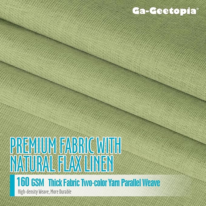 Ga-Geetopia Linen Textured Shower Curtain Set with Hooks, Hotel Luxury, Weighted Hem, 72W x 72L, Sage Green