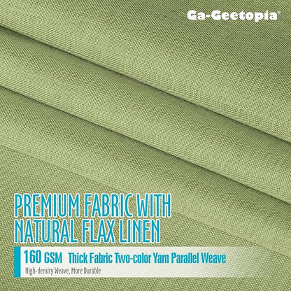 Ga-Geetopia Linen Textured Shower Curtain Set with Hooks, Hotel Luxury, Weighted Hem, 72W x 72L, Sage Green