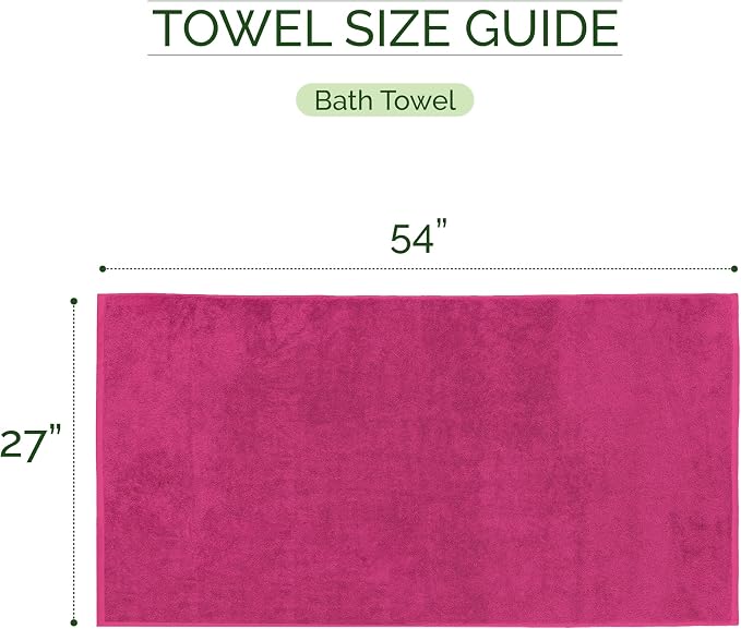 Elegant Comfort 100% Turkish Cotton Corduroy Ribbed Luxury Soft 2 Pack Bath Towels 27 x 54 Inch - Ultra Plush, Absorbent, Quick Dry, Hotel Spa Quality Towels for Bathroom Essentials, Hot Pink