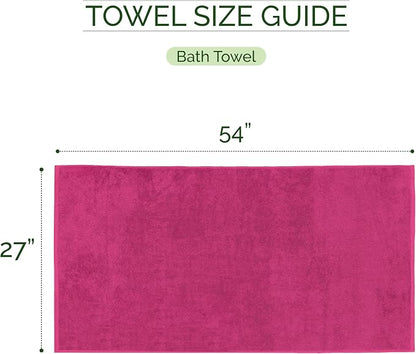 Elegant Comfort 100% Turkish Cotton Corduroy Ribbed Luxury Soft 2 Pack Bath Towels 27 x 54 Inch - Ultra Plush, Absorbent, Quick Dry, Hotel Spa Quality Towels for Bathroom Essentials, Hot Pink