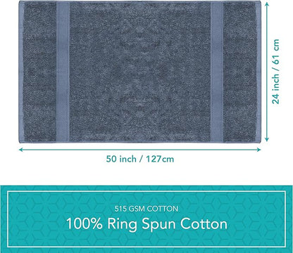 Pleasant Home Bath Towels Set of 6 (24” x 50”) 100% Cotton, 515 GSM | Lightweight, Soft & Highly Absorbent Luxury Towels for Bathroom | for Gym, Pool & Spa | 6 Pack, Navy
