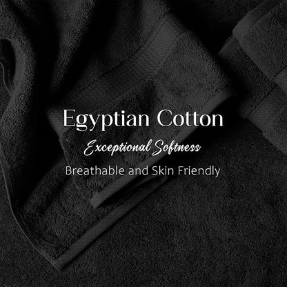 Superior Egyptian Cotton Plush & Absorbent, Bath Towel Set of 4, Black | Quick Dry, Soft Luxury Towel Set, Bath Essentials for Bathroom, Guest Bath, Spa, 4 Piece Bath, Madeline Towels