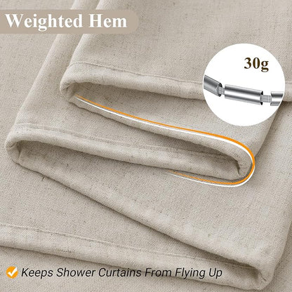Light Tan Linen Shower Curtain, Cloth Textured Fabric Shower Curtain Set with Hooks, Simple Elegant Modern Farmhouse Country Ultra Thick Bath Curtains for Bathroom,Water Repellent,72x72
