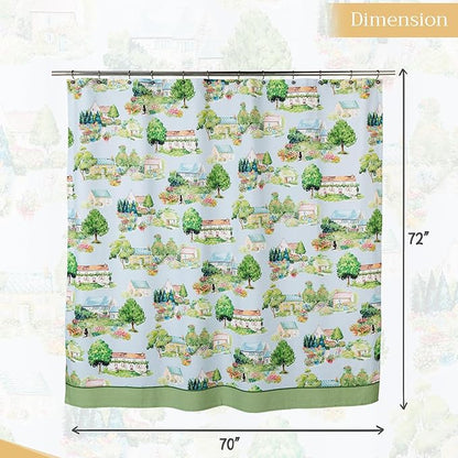 Maison d' Hermine Shower Curtain 100% Cotton One Panel 70"x72" Washable Fabric Shower Curtains for Bathroom, Easy Hanging with 12 Button Holes - Home Hotel Spa Easter Gifts (Gignac)