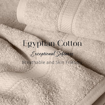 SUPERIOR Egyptian Cotton Ultra Plush & Absorbent, 6 Piece Set, Stone | Quick Dry, Soft Luxury Towel Set, Bath Essentials, Guest Bath, Spa, 2 Bath, 2 Hand, 2 Face Towels, Madeline Towels